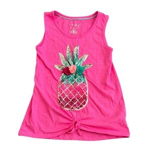 Cynthia Rowley Pink and Green Sequin Pineapple Tank Top